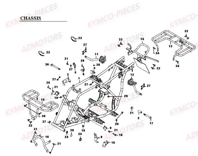 CHASSIS KYMCO Pièces Quad Kymco Mxer 50