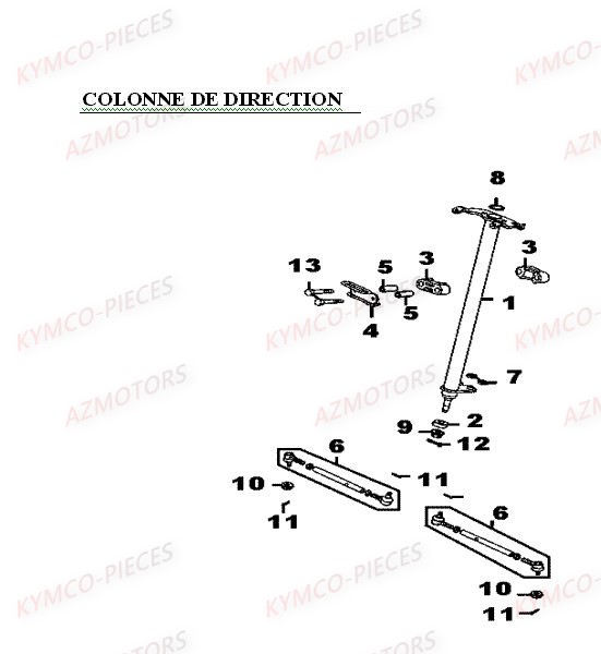 Colonne De Direction KYMCO Pièces MXER 50 2T EURO II (LA10AD)