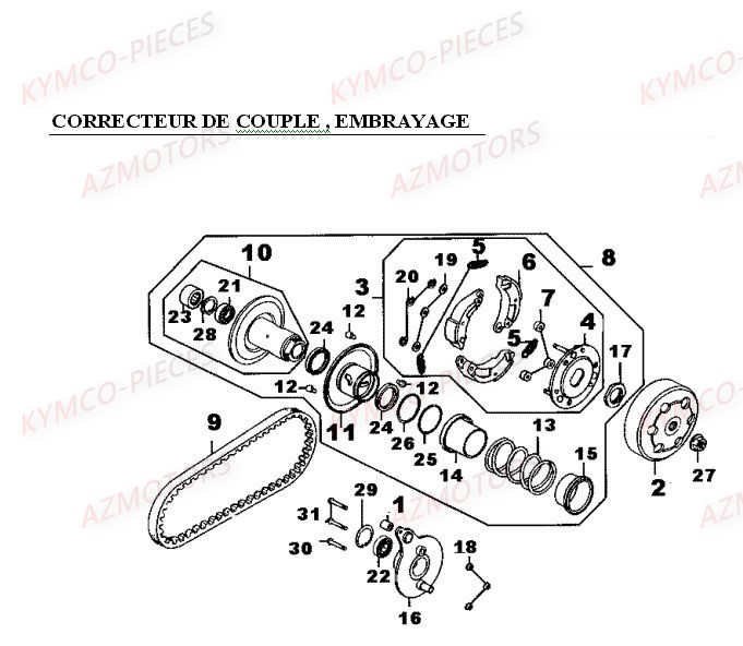 CORRECTEUR_DE_COUPLE_EMBRAYAGE KYMCO Pièces Quad Kymco Mxer 50