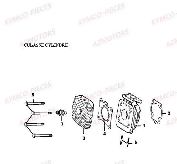 Culasse Cylindre KYMCO Pièces MXER 50 2T EURO II (LA10AD)