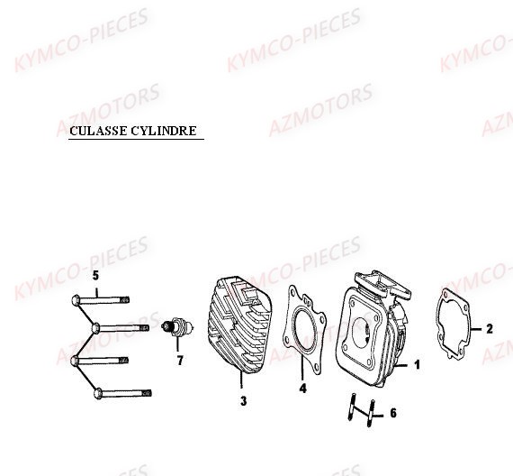 CULASSE_CYLINDRE KYMCO Pièces Quad Kymco Mxer 50