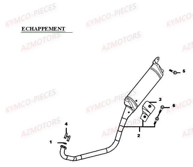 Echappement KYMCO Pièces MXER 50 2T EURO II (LA10AD)