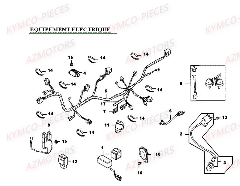 EQUIPEMENT_ELECTRIQUE KYMCO Pièces Quad Kymco Mxer 50