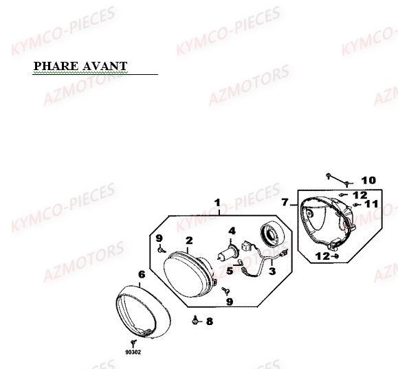 ENTOURAGE DE PHARE (JAUNE) MXER KY-35-0404 pour PHARE AVANT de MXER 50