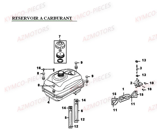 Reservoir A Carburant KYMCO Pièces MXER 50 2T EURO II (LA10AD)