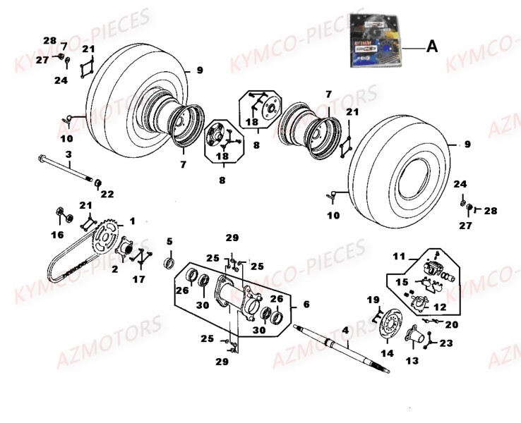 PNEU ARRIERE KENDA DOMINATOR K300 22/10-8 (39F)  KYMCO pour ROUE ARRIERE de MXER 50