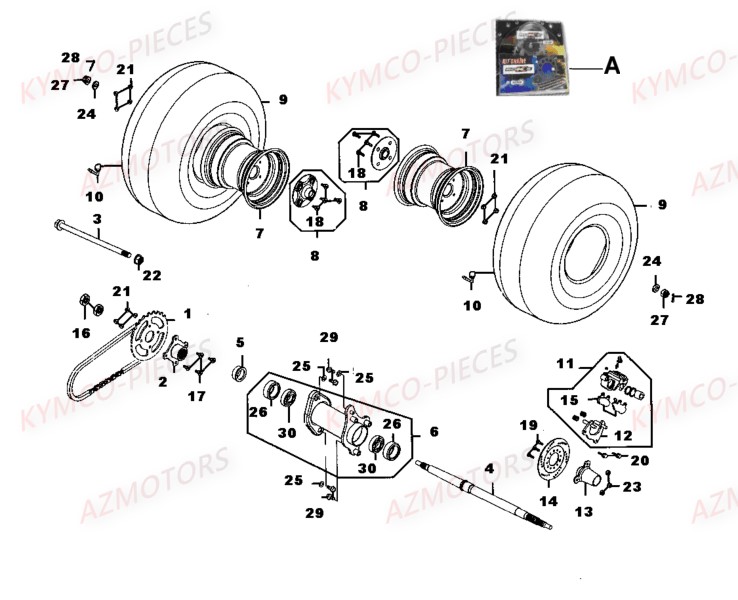 ROUE_ARRIERE KYMCO Pièces Quad Kymco Mxer 50