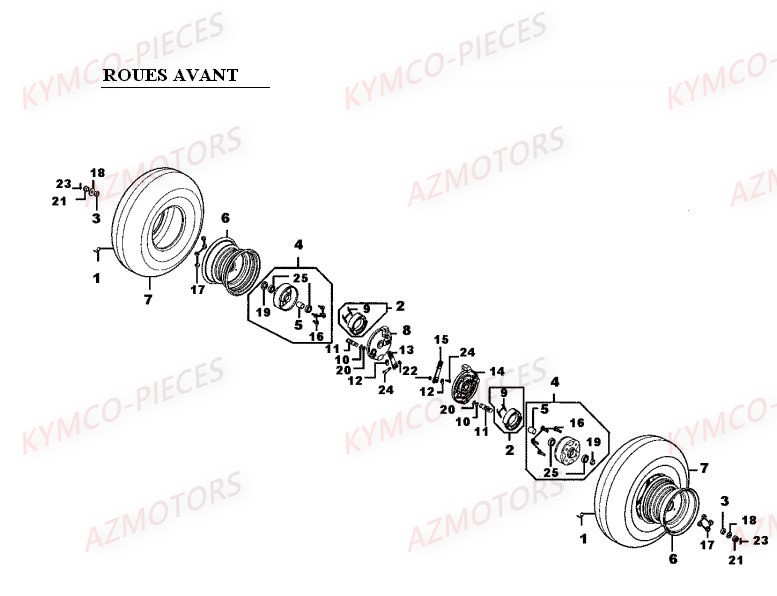 Roue Avant KYMCO Pièces MXER 50 2T EURO II (LA10AD)