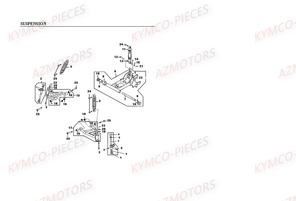 Suspension KYMCO Pièces MXER 50 2T EURO II (LA10AD)
