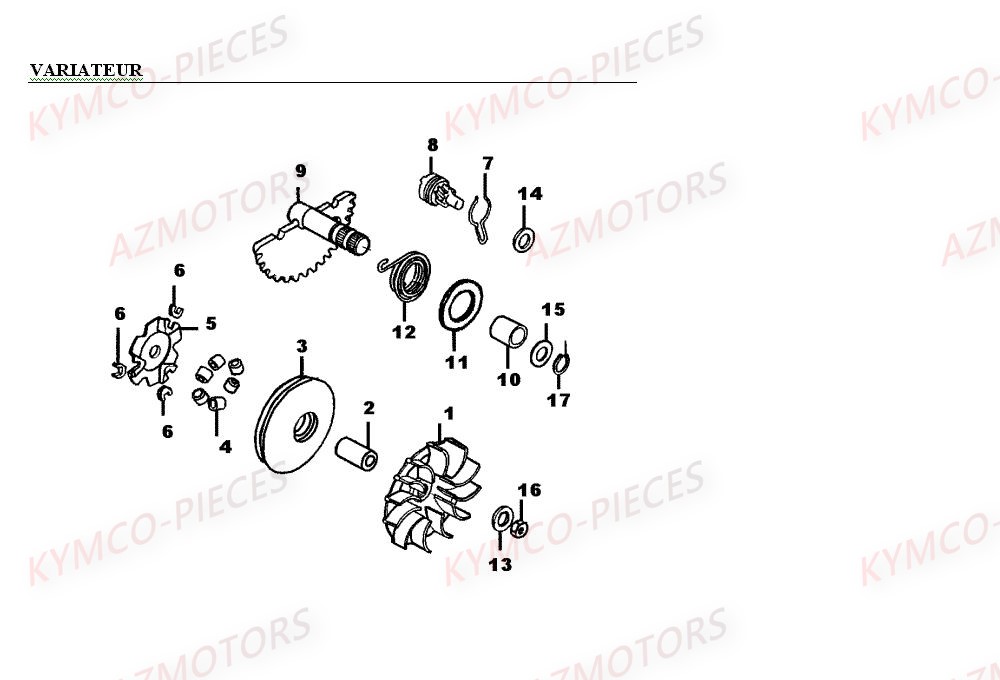 VARIATEUR KYMCO Pièces Quad Kymco Mxer 50