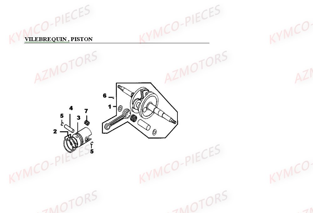 Vilebrequin Piston KYMCO Pièces MXER 50 2T EURO II (LA10AD)