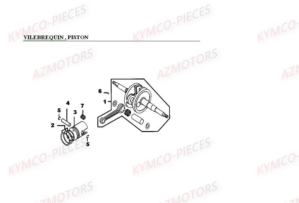 VILEBREQUIN_PISTON KYMCO Pièces Quad Kymco Mxer 50