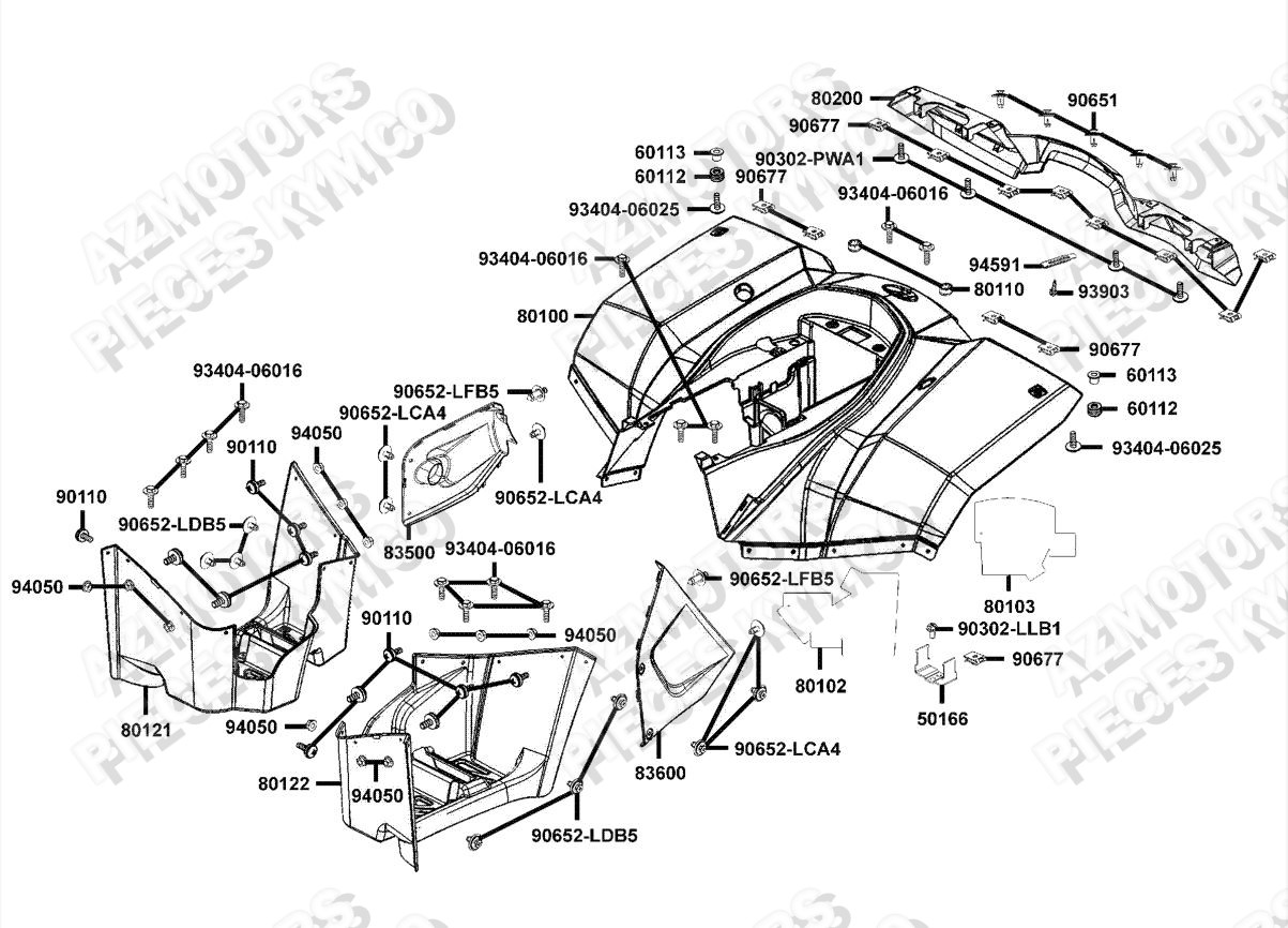 Carenages Arriere KYMCO Pieces MXU 300 R 4T T3B (LC60BD)