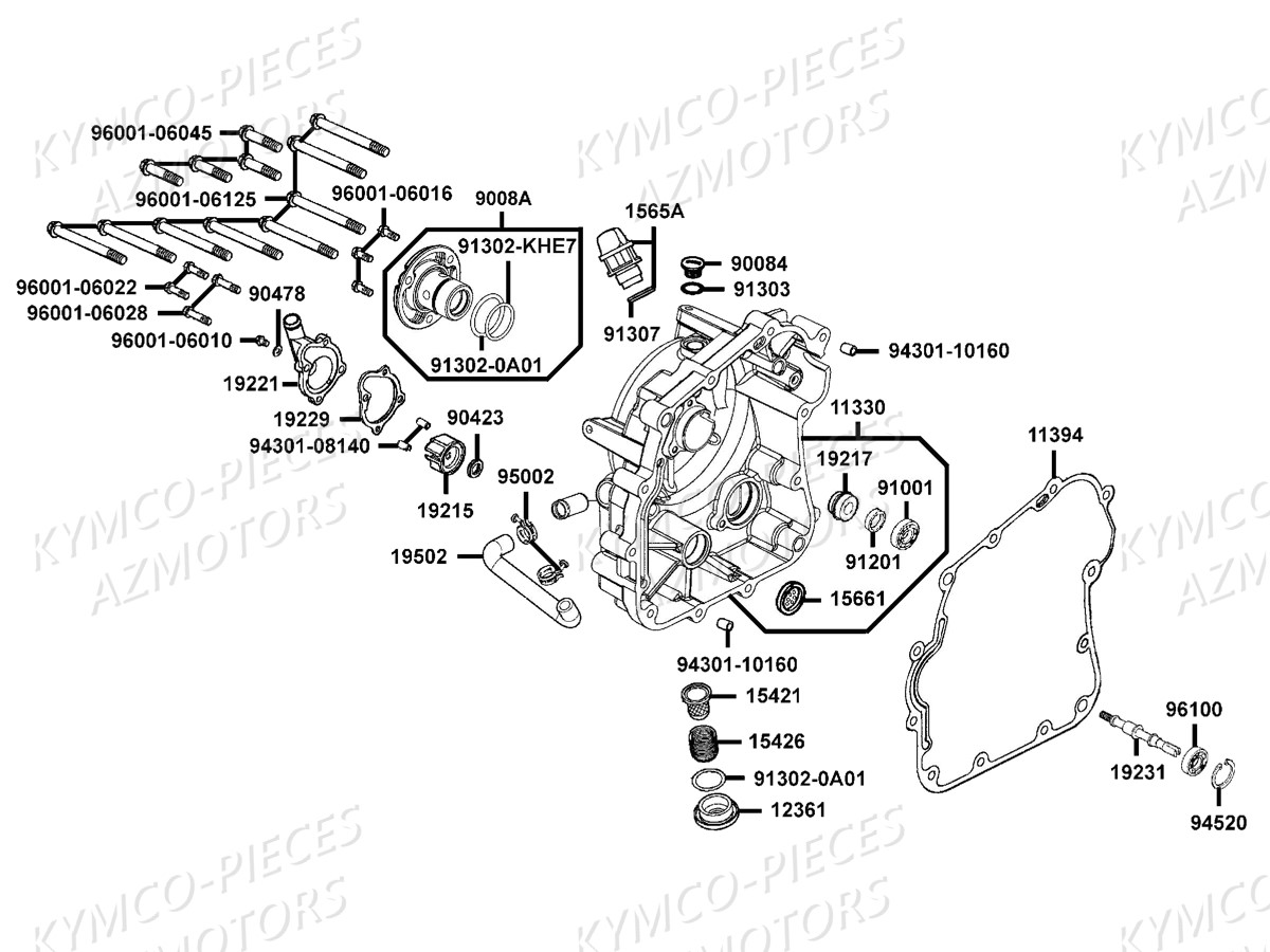 Carter Droit Pompe A Eau KYMCO Pieces MXU 300 R 4T T3B (LC60BD)