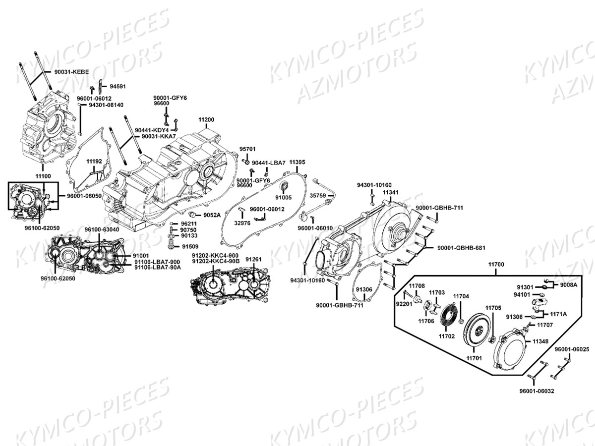 Carters Moteur KYMCO Pieces MXU 300 R 4T T3B (LC60BD)