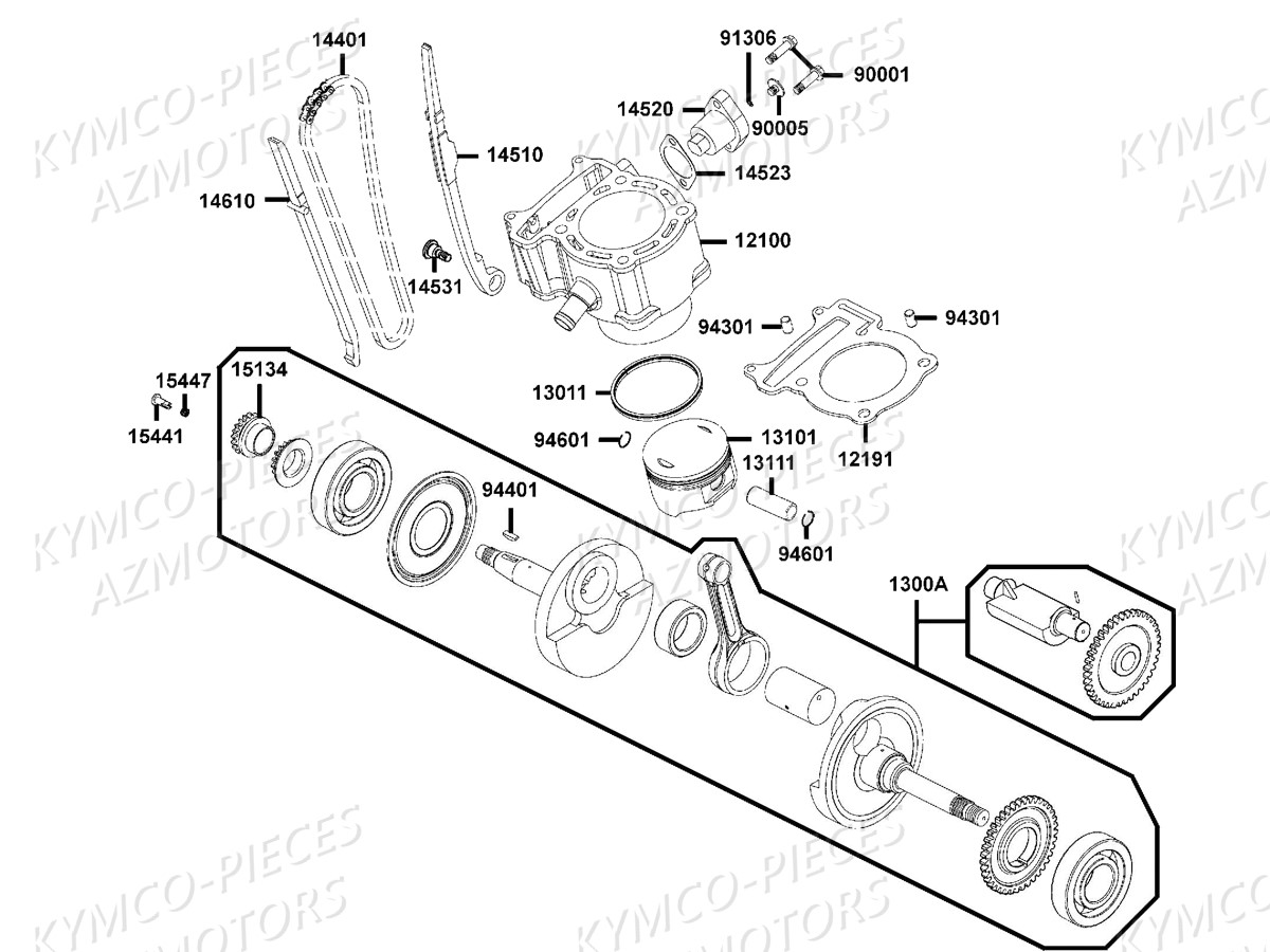 CYLINDRE PISTON KYMCO MXU 300 R T3B