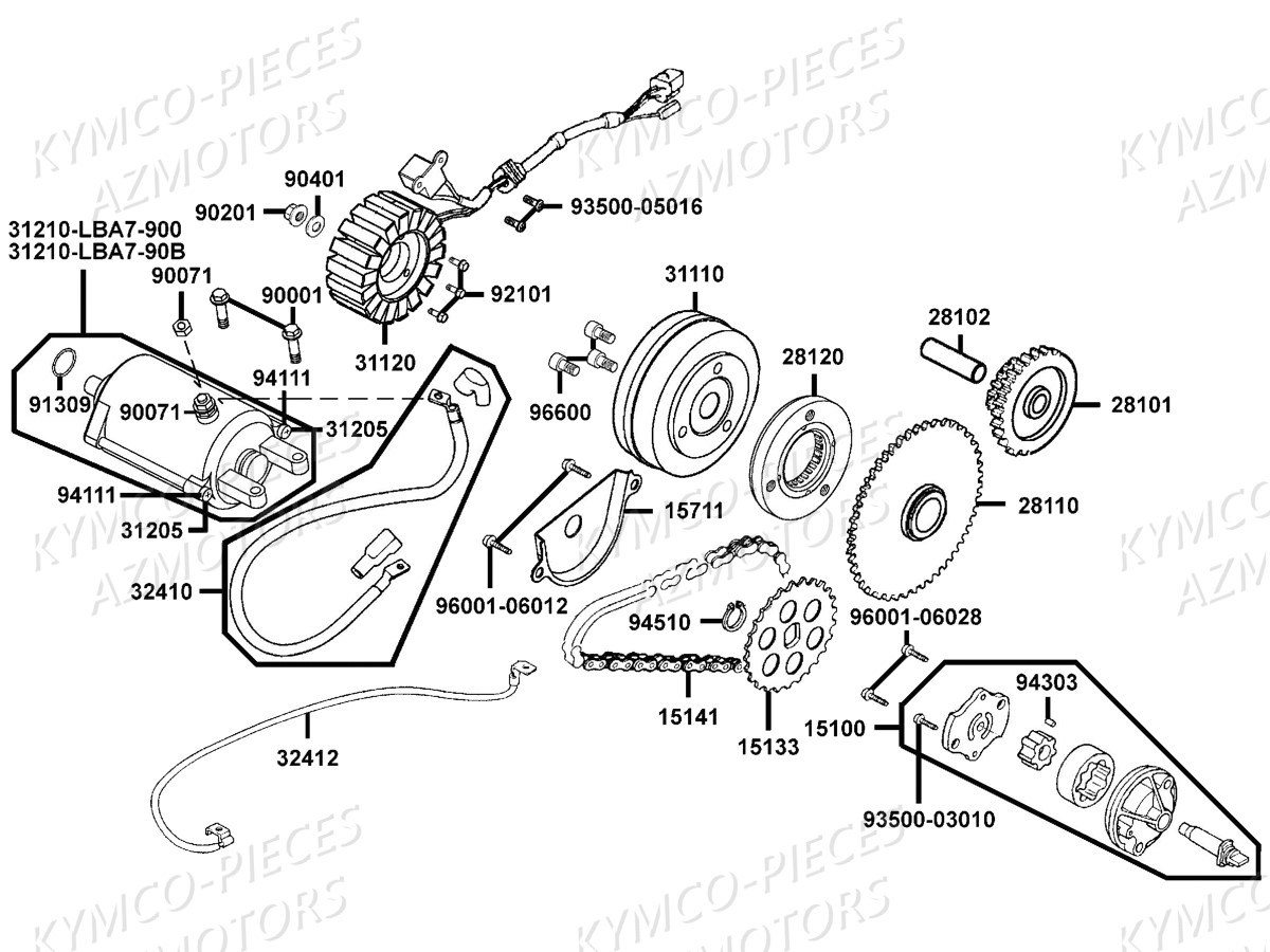 Demarreur Allumage KYMCO Pieces MXU 300 R 4T T3B (LC60BD)