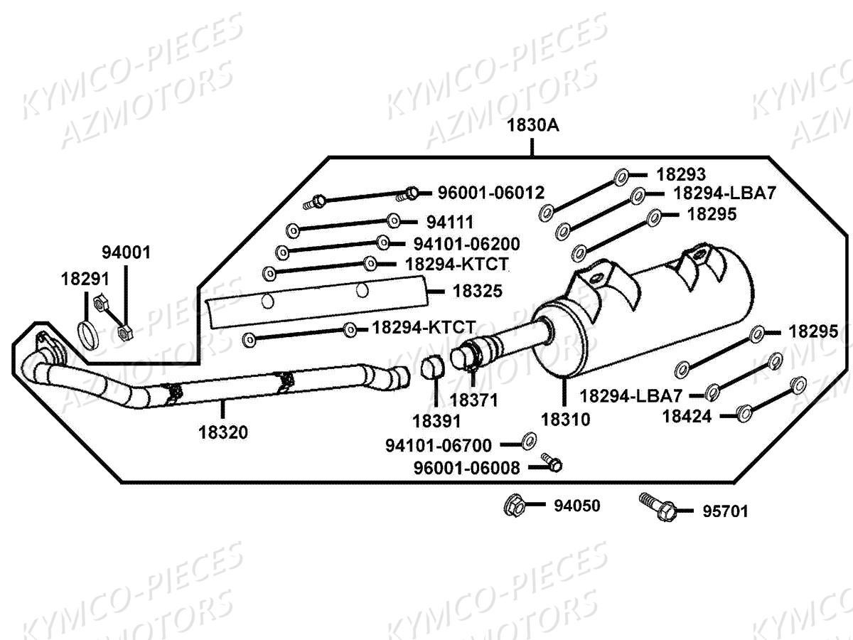 Echappement KYMCO Pieces MXU 300 R 4T T3B (LC60BD)