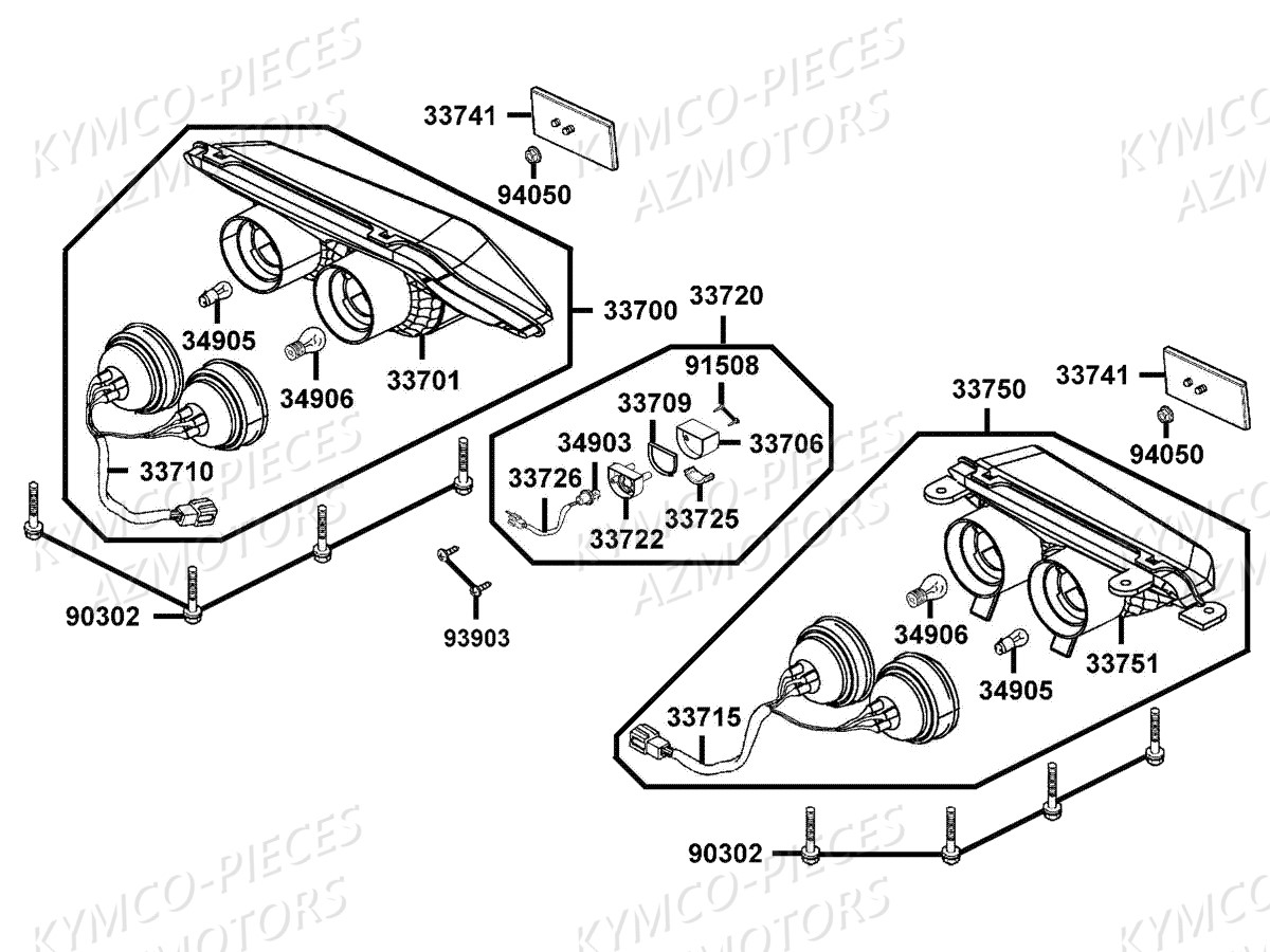 Feux Arriere KYMCO Pieces MXU 300 R 4T T3B (LC60BD)