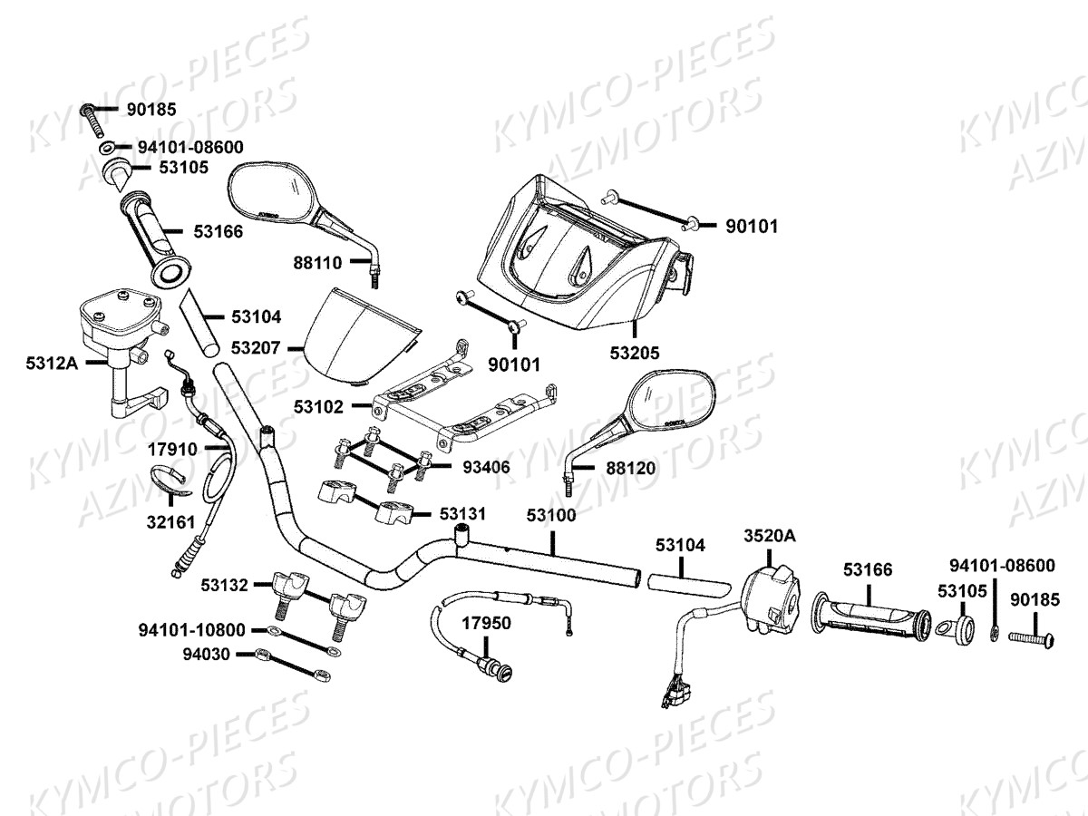 GUIDON-RETROVISEURS KYMCO Pièces Quad Kymco MXU 300R