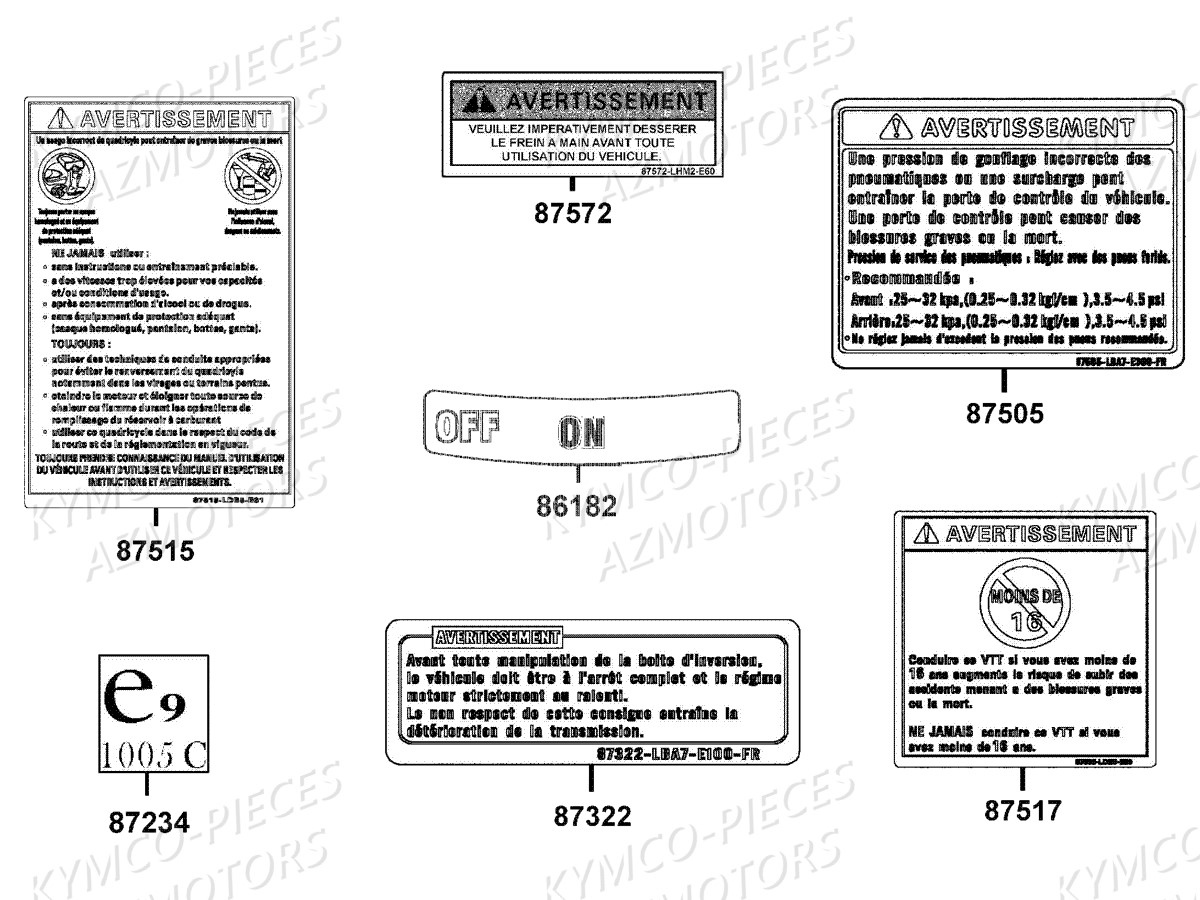 LABEL DE SECURITE KYMCO Pièces Quad Kymco MXU 300R