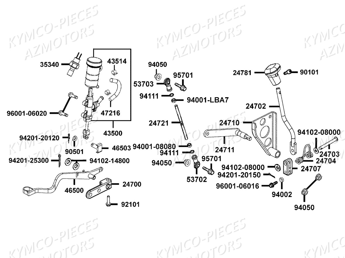 MAITRE-CYLINDRE-ARRIERE-SELECTION KYMCO Pièces Quad Kymco MXU 300R