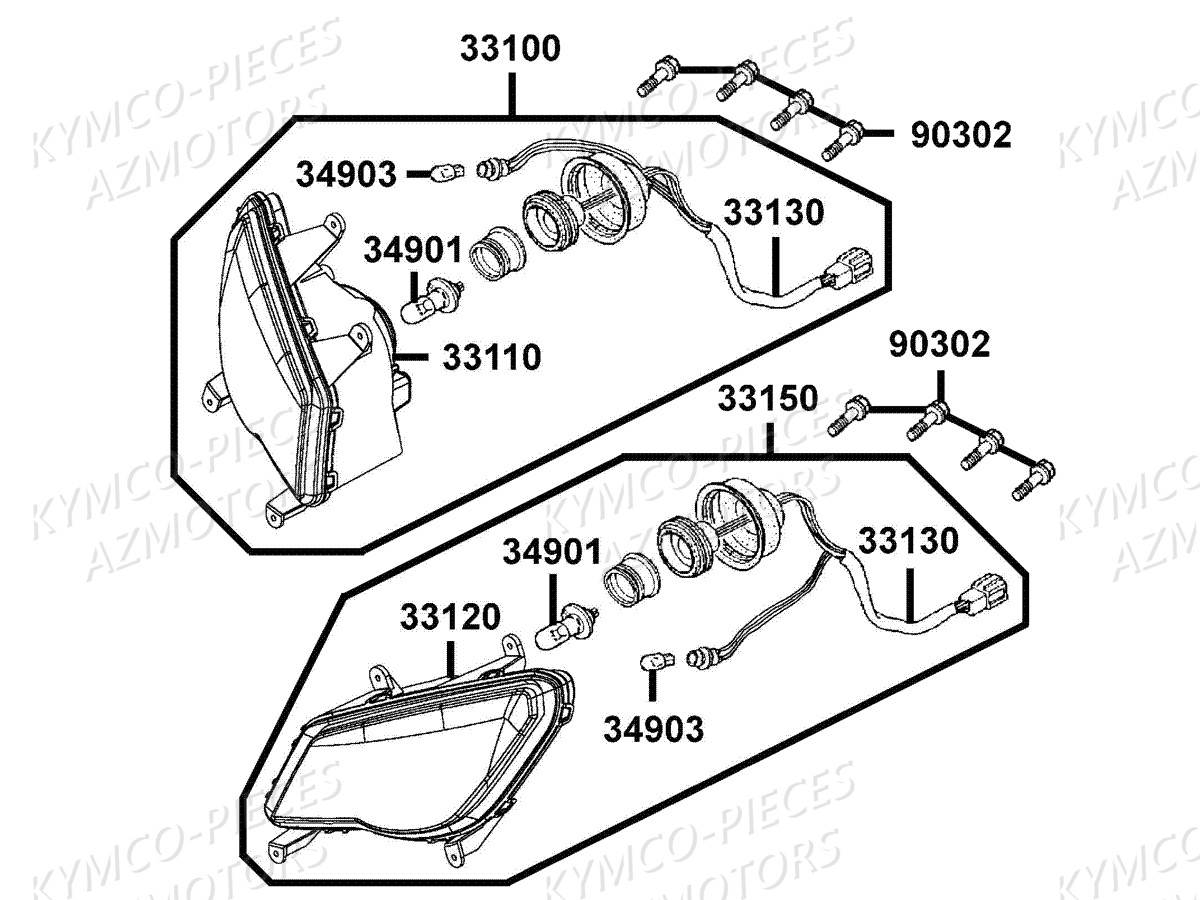 Phares KYMCO Pieces MXU 300 R 4T T3B (LC60BD)