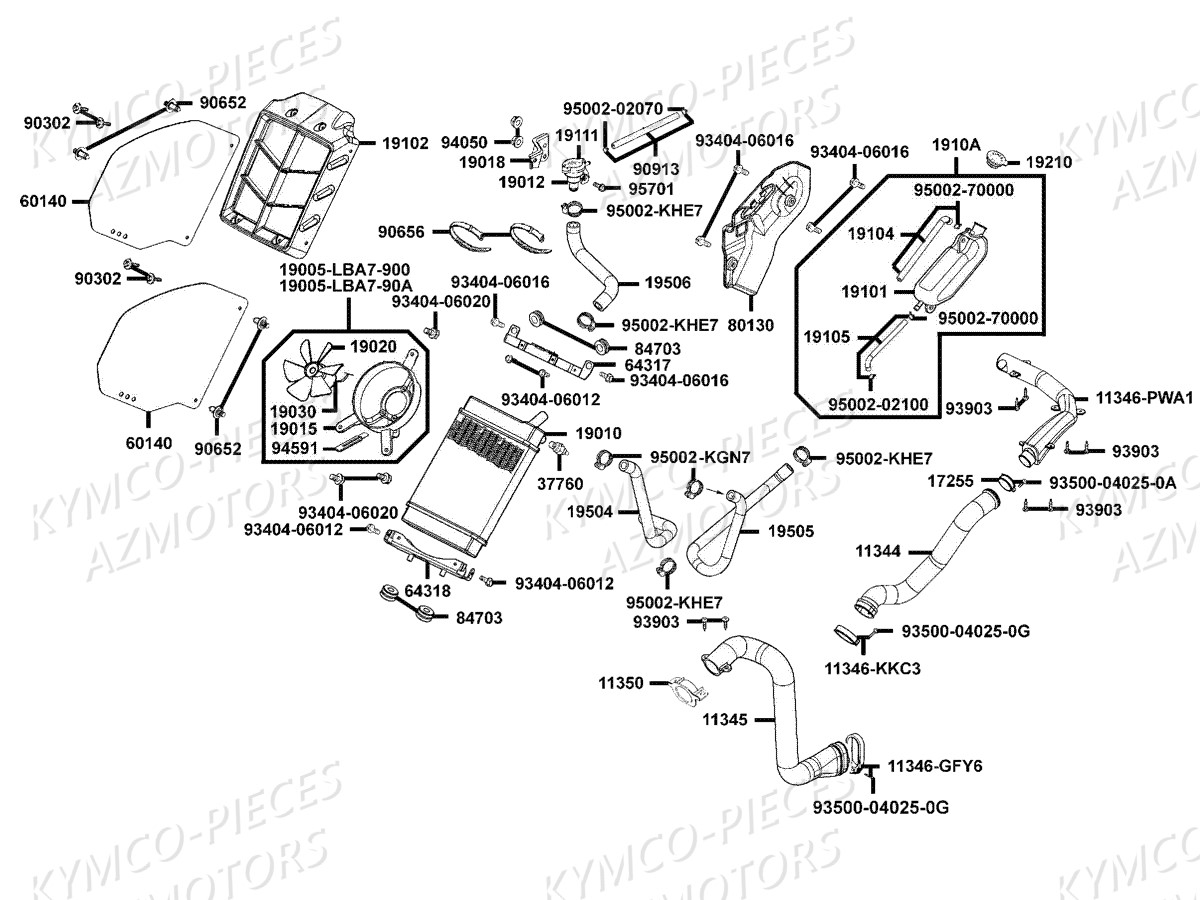 Refroidissement KYMCO Pieces MXU 300 R 4T T3B (LC60BD)