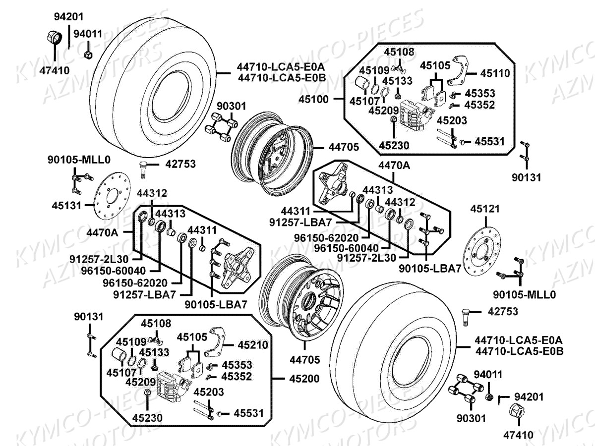 ROUES-AVANT pour MXU-300-R-T3B