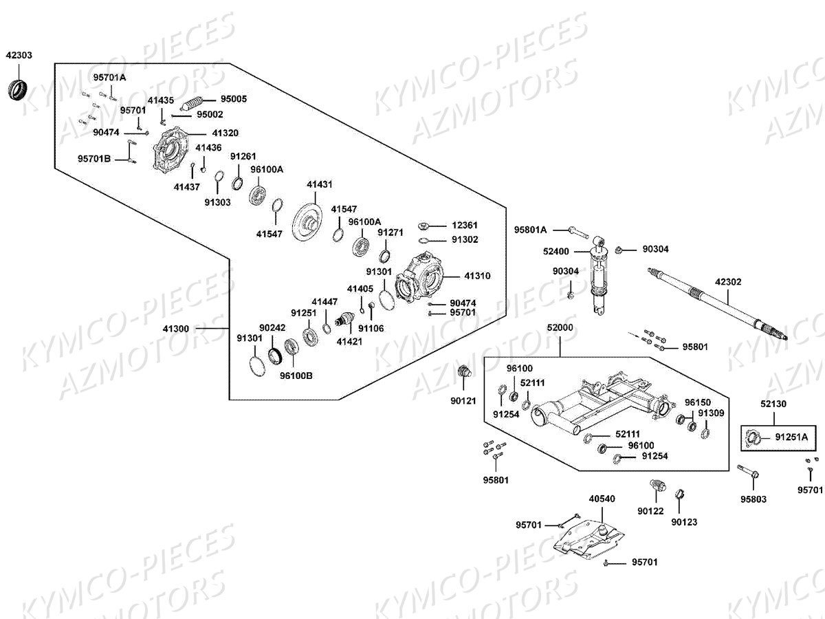 SUSPENSION ARRIERE ARBRE DE ROUES KYMCO MXU 300 R T3B