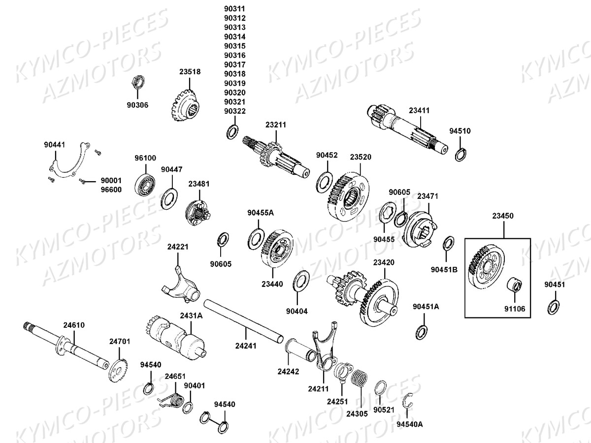 Transmission Primaire KYMCO Pieces MXU 300 R 4T T3B (LC60BD)