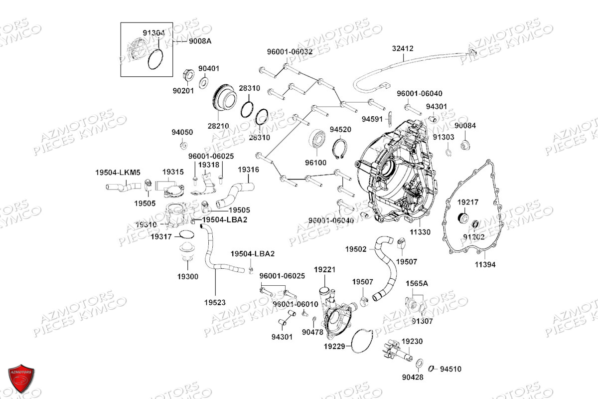 Carter Droit Pompe A Eau KYMCO Pièces MXU 700I EPS ABS 4T T3B (LAADPF)
