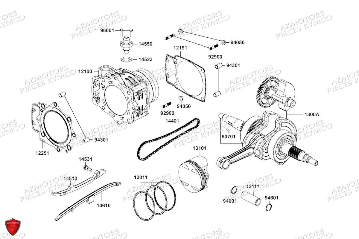 Cylindre Piston KYMCO Pièces MXU 700I EPS ABS 4T T3B (LAADPF)
