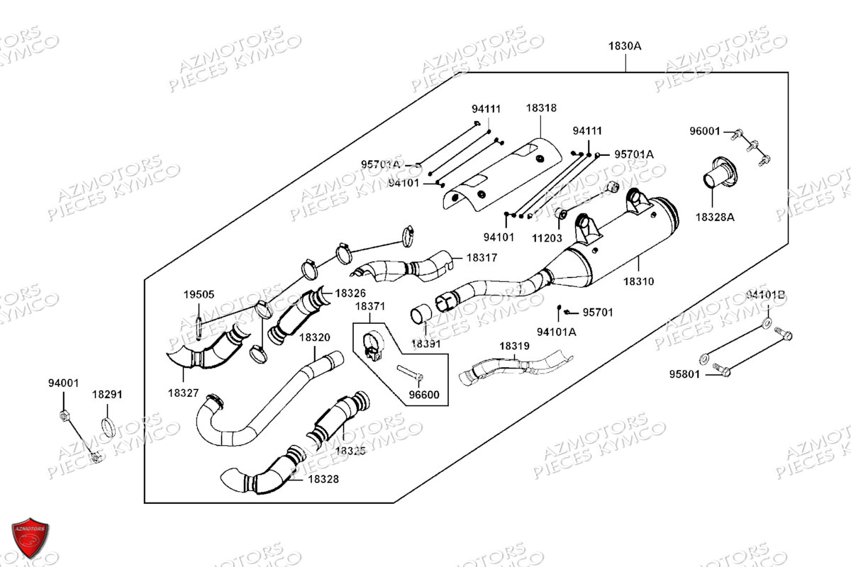 Echappement KYMCO Pièces MXU 700I EPS ABS 4T T3B (LAADPF)
