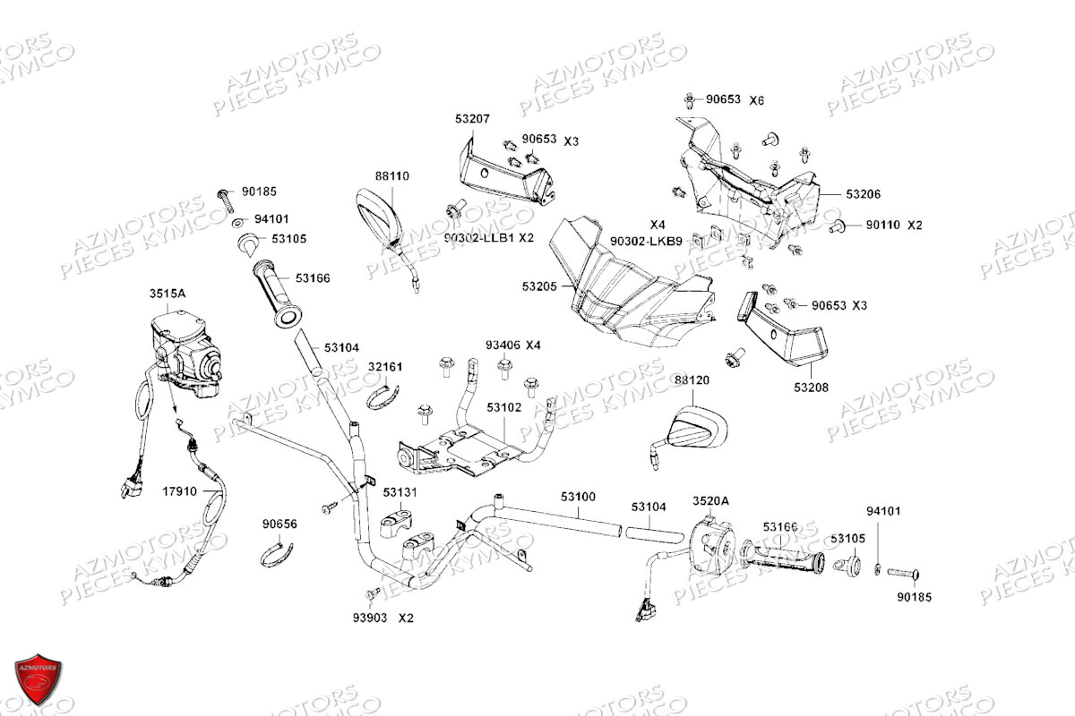 Guidon Retroviseurs KYMCO Pièces MXU 700I EPS ABS 4T T3B (LAADPF)

