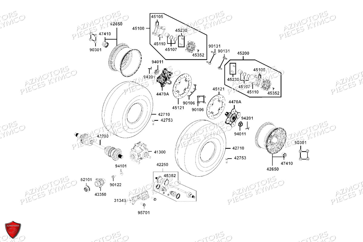 Roues Arriere KYMCO Pièces MXU 700I EPS ABS 4T T3B (LAADPF)
