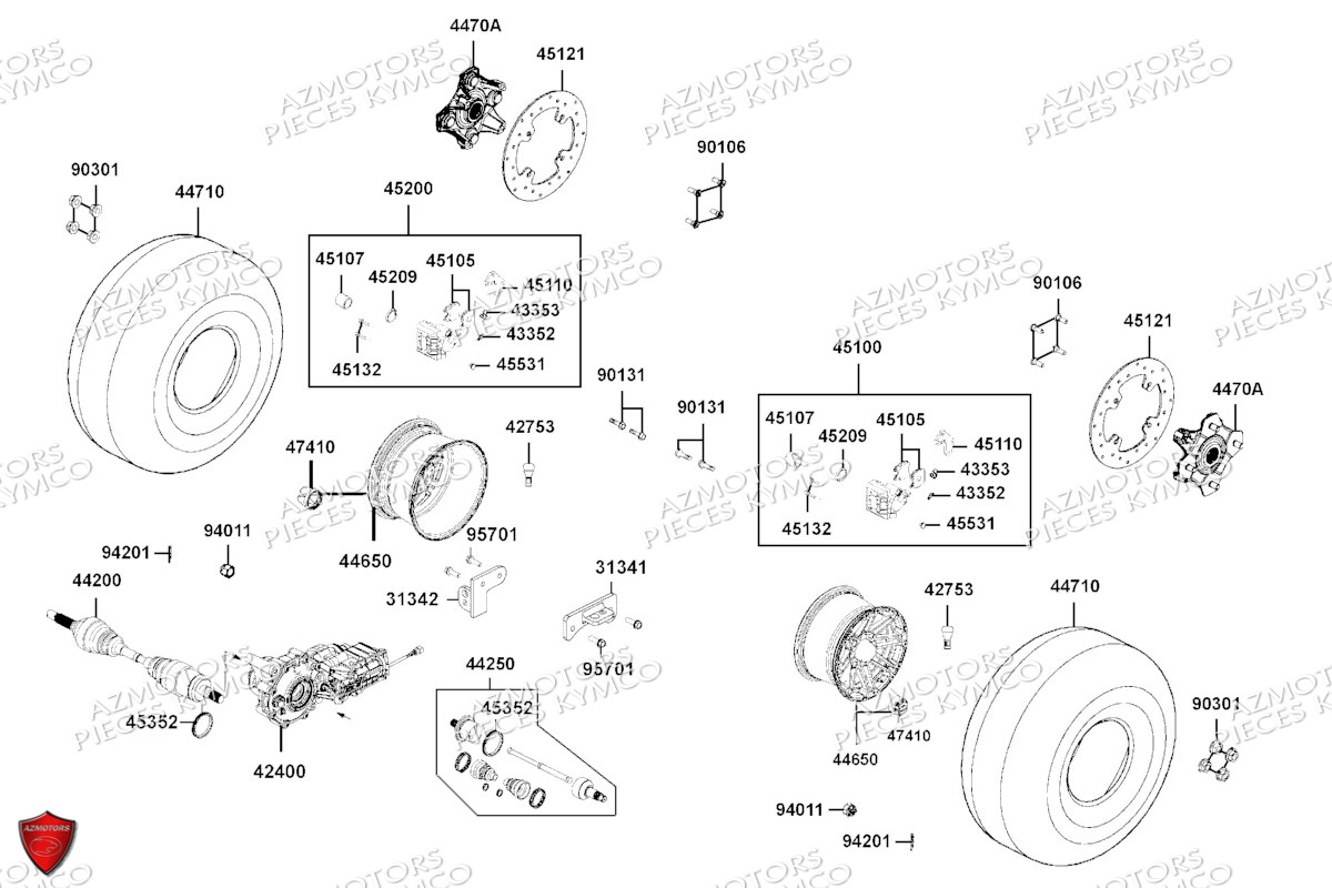Roues Avant KYMCO Pièces MXU 700I EPS ABS 4T T3B (LAADPF)
