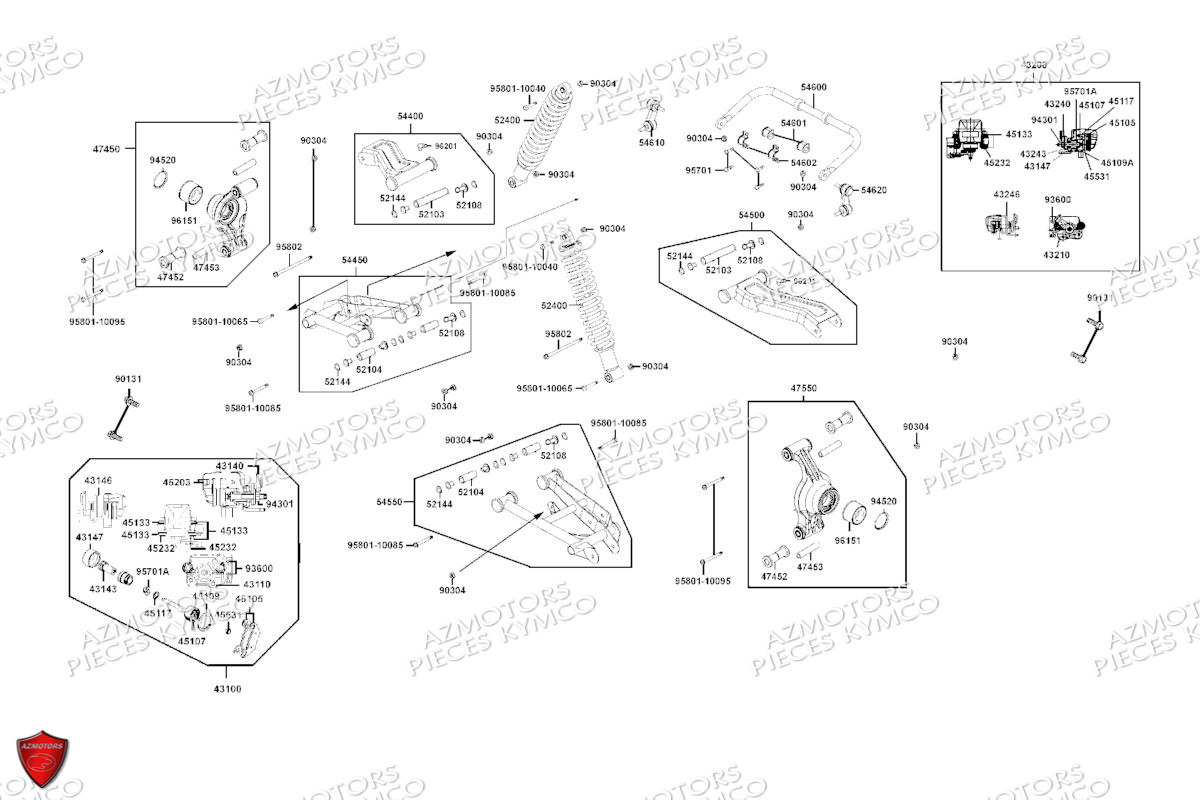 Suspension Arriere KYMCO Pièces MXU 700I EPS ABS 4T T3B (LAADPF)
