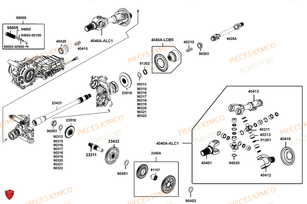 Arbre De Pont AZMOTORS Pièces MXU 700i EXPLORER ABS EPS (LAADTE)
