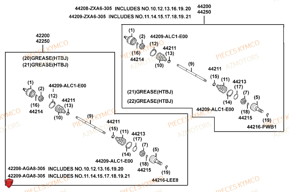 Cardan Au Detail AZMOTORS Pièces MXU 700i EXPLORER ABS EPS (LAADTE)
