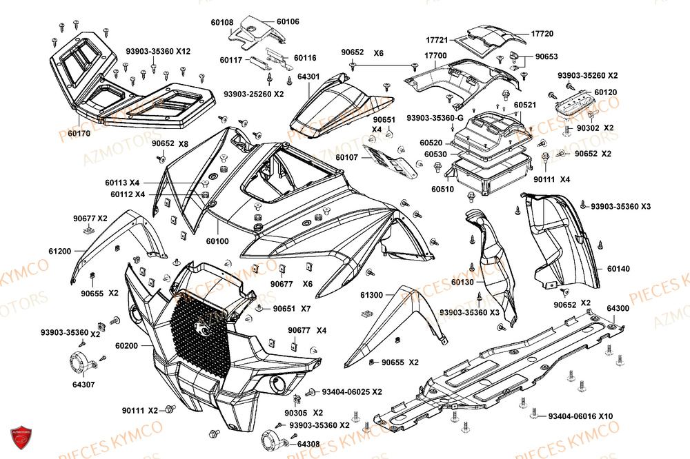 Carenage Avant AZMOTORS Pièces MXU 700i EXPLORER ABS EPS (LAADTE)
