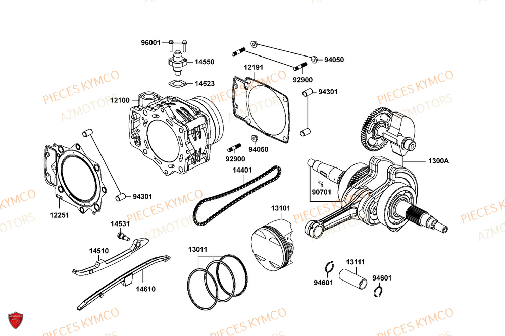 Cylindre AZMOTORS Pièces MXU 700i EXPLORER ABS EPS (LAADTE)
