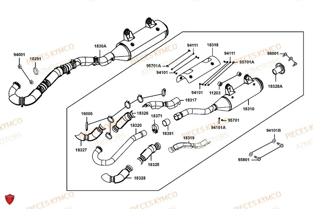 Echappement AZMOTORS Pièces MXU 700i EXPLORER ABS EPS (LAADTE)
