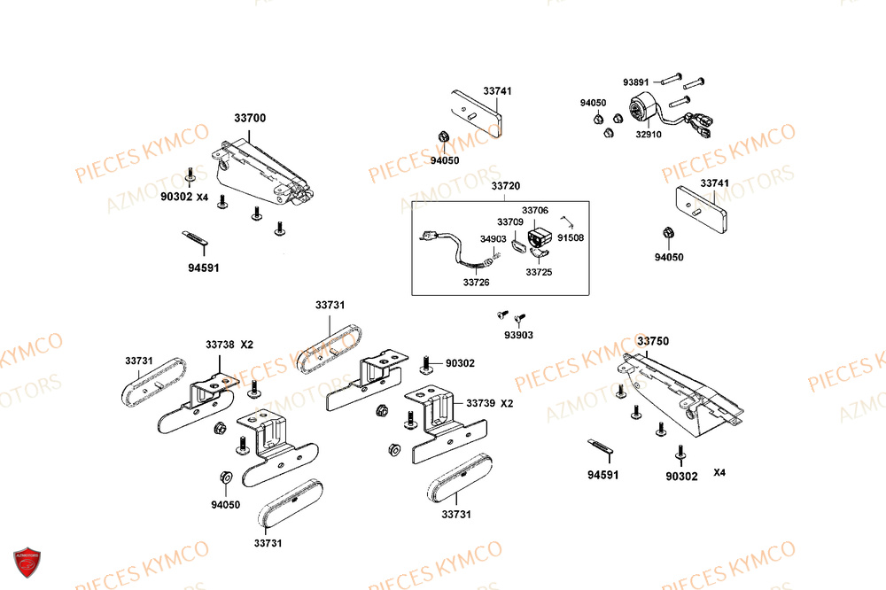 Feux Arriere AZMOTORS Pièces MXU 700i EXPLORER ABS EPS (LAADTE)
