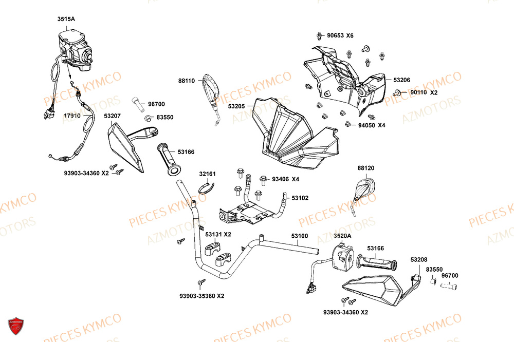 Guidon AZMOTORS Pièces MXU 700i EXPLORER ABS EPS (LAADTE)
