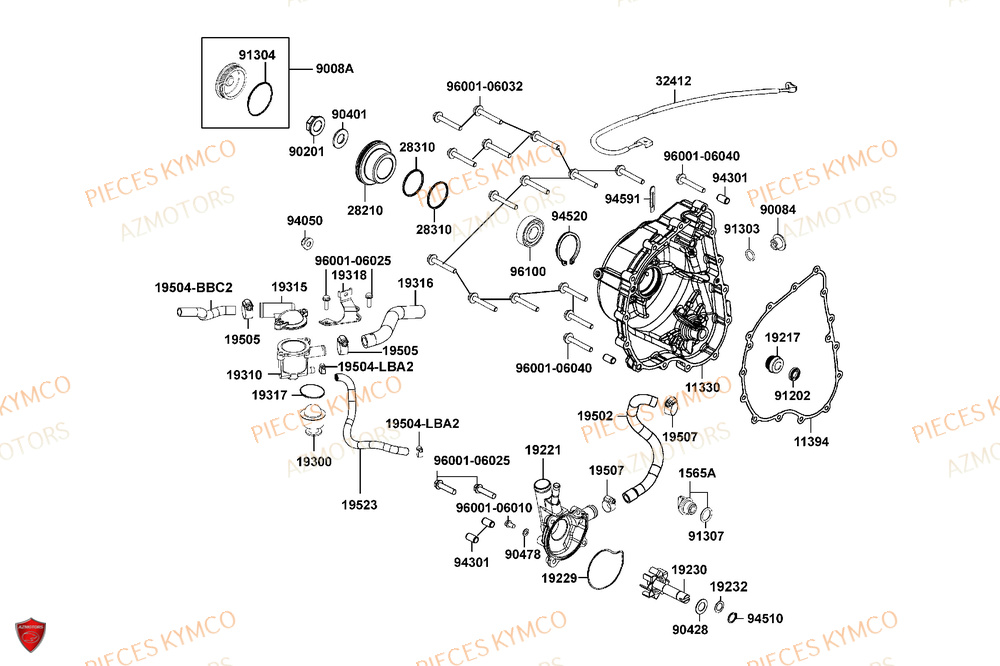 Pompe A Eau AZMOTORS Pièces MXU 700i EXPLORER ABS EPS (LAADTE)
