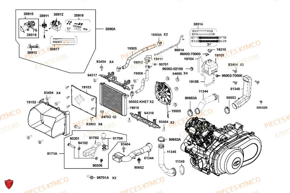 Refroidissement AZMOTORS Pièces MXU 700i EXPLORER ABS EPS (LAADTE)
