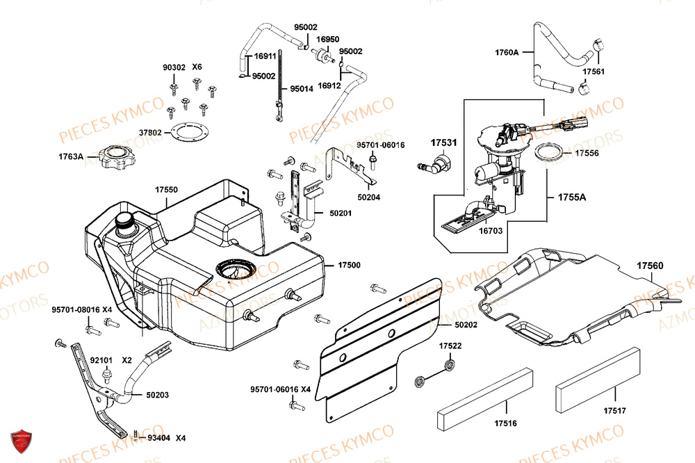 Reservoir AZMOTORS Pièces MXU 700i EXPLORER ABS EPS (LAADTE)
