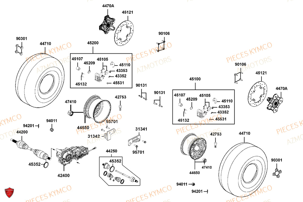 Roues Avant AZMOTORS Pièces MXU 700i EXPLORER ABS EPS (LAADTE)
