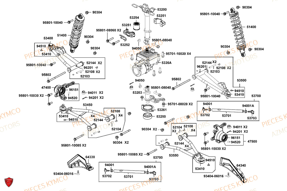 Suspension Avant AZMOTORS Pièces MXU 700i EXPLORER ABS EPS (LAADTE)
